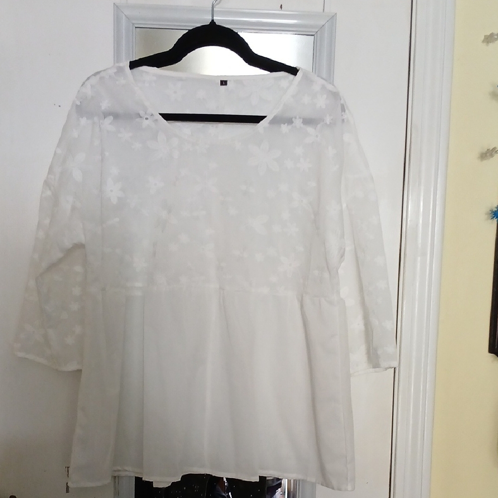 White Floral Blouse